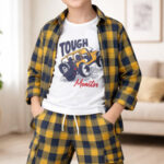 Yellow and Navy Blue Flannel Set