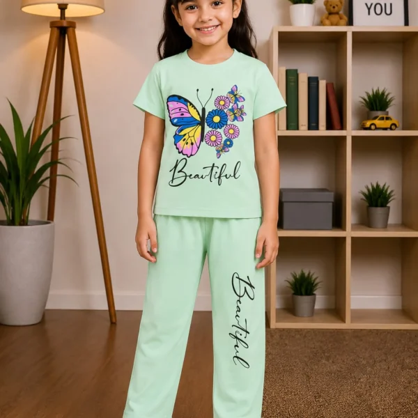 Girls Floral Butterfly Printed Suit
